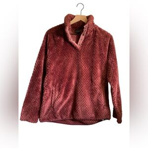 Balance Collection Outdoor Maroon Snap-Front Henley Soft Fleece Pullover M/L